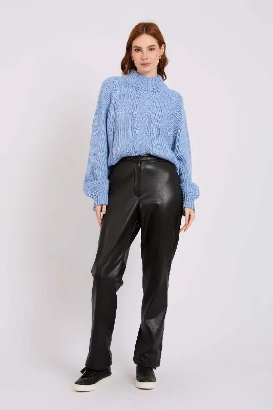 Women Pant Leather Straight Fit Black Fashionable Tapered Leg Pants