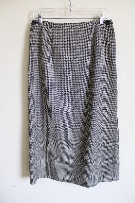 Vintage Harve Benard Wool Black Houndstooth Skirt | 10 Petite seamless skirt comfort