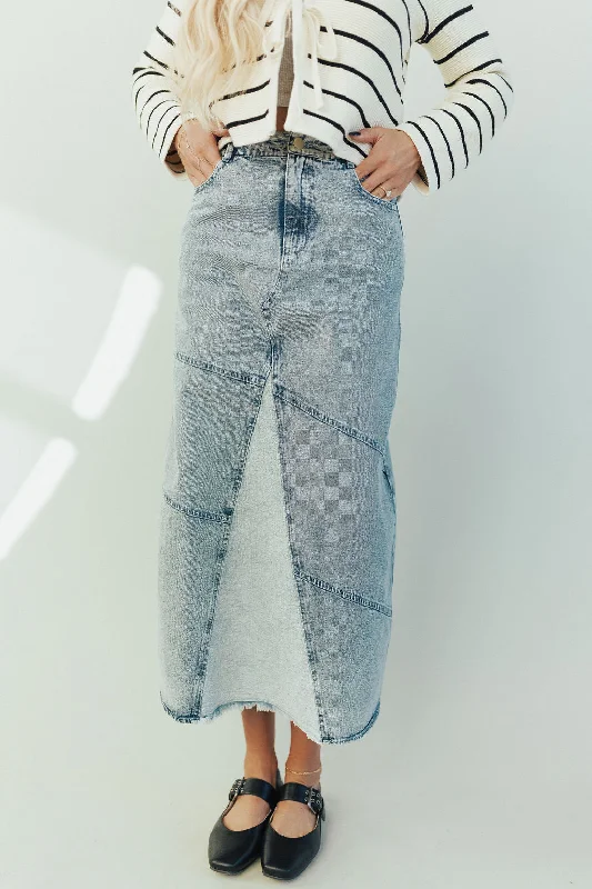 Callie Denim Maxi Skirt velvet skirt sumptuous