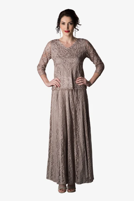 Soulmates 1610 Soutache Lace 3/4 Sleeve Top with Circle Skirt Set modal blend skirt