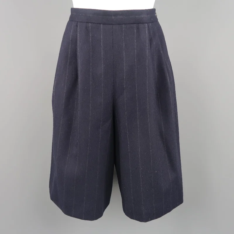 RALPH LAUREN Size 8 Navy Wool  Dress Short Pants Relaxed Lounge Trousers