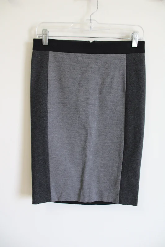 Ann Taylor Gray Color Blocked Stretch Fitted Skirt | 2 lightweight skirt design