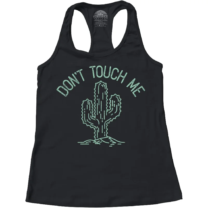 Women's Don't Touch Me Cactus Racerback Tank Top coral tank top