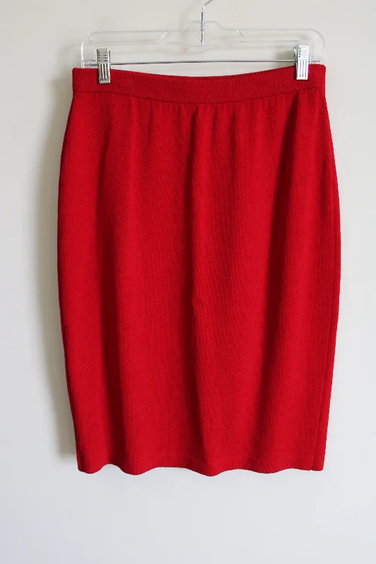 St. John Evening By Marie Gray Red Knit Skirt | 10 chiffon skirt airy