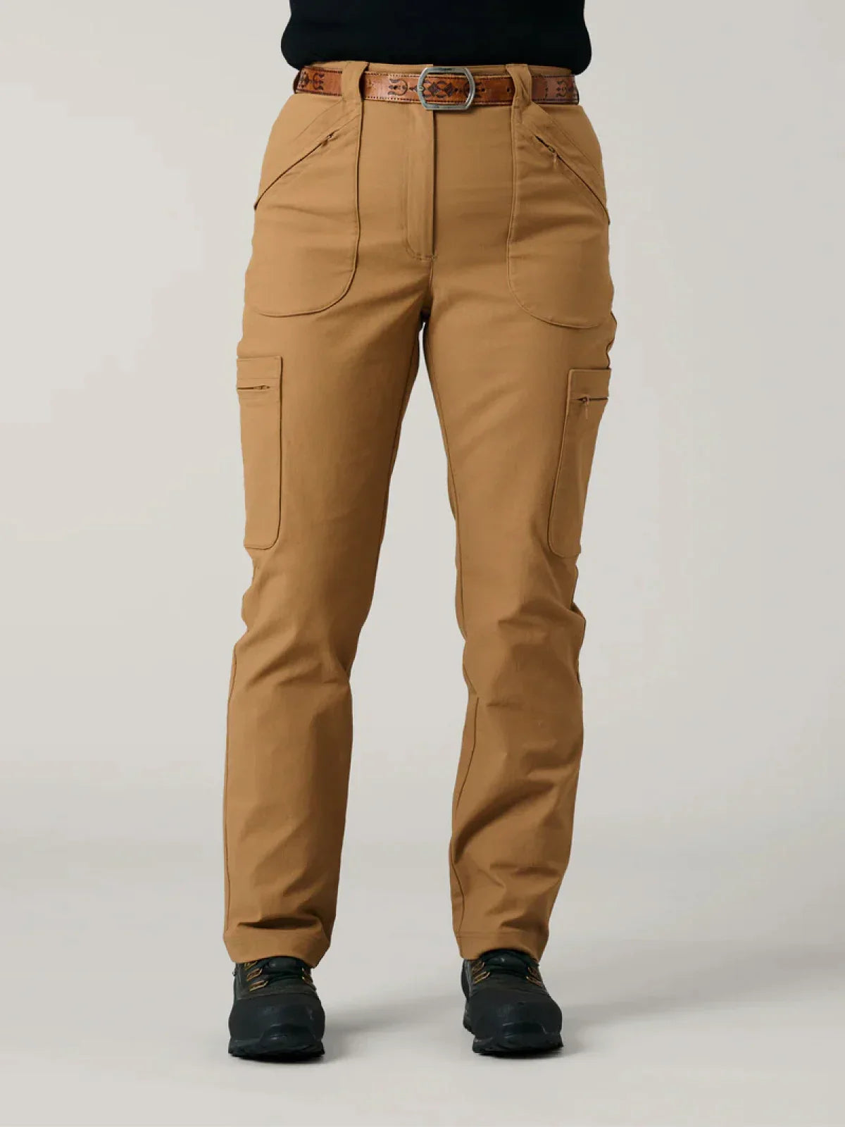 Pants with lengths camel High-Waist Jeans
