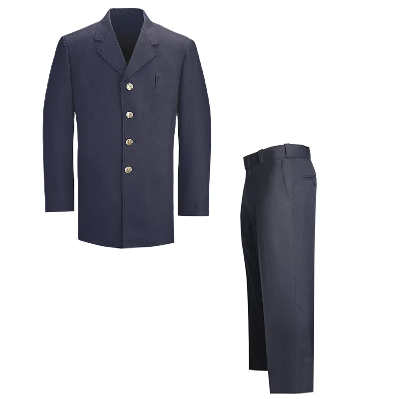 Flying Cross Poly/Wool Blend Single Breasted Dress Coat & Pants Combo High-Waist Jeans
