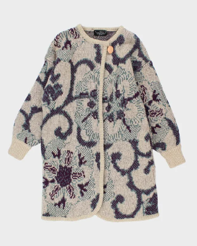 Vintage 80s Falcon Wool & Mohair Blend Cardigan - M Soft Cozy Warm