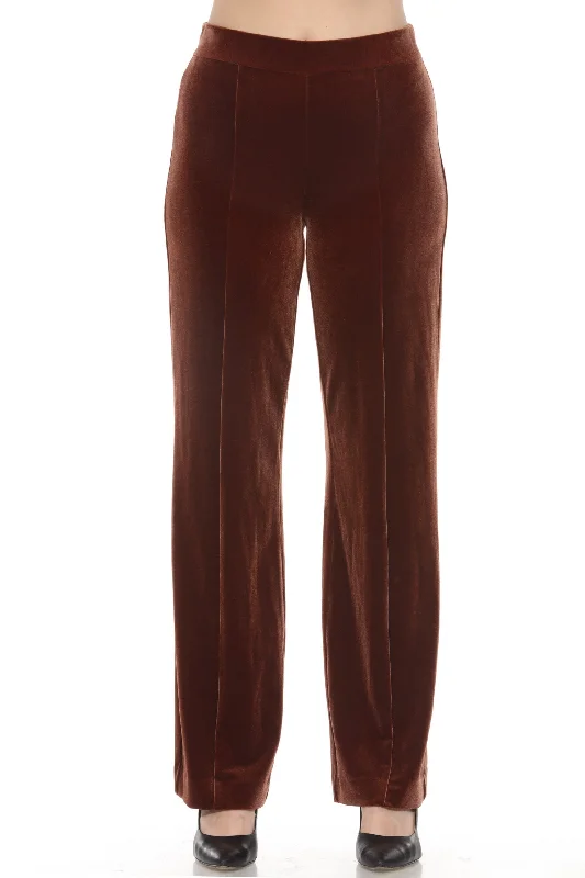 Joseph Ribkoff Brown Velvet  Pull On Wide Leg Pants 244021 Modern Bootcut Pants