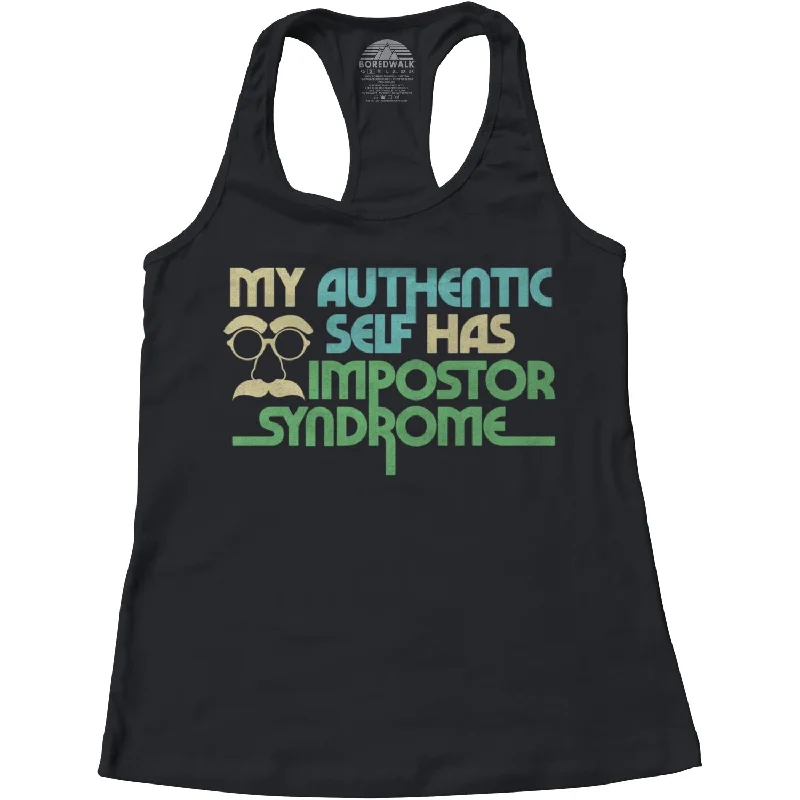 Women's My Authentic Self Has Impostor Syndrome Racerback Tank Top peekaboo tank top