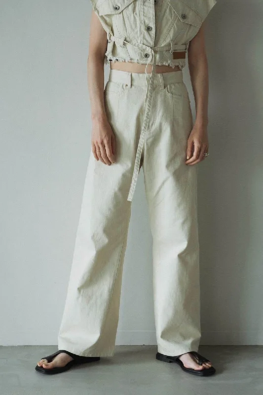 High Waist Denim Pants/White Comfortable Cargo Pants