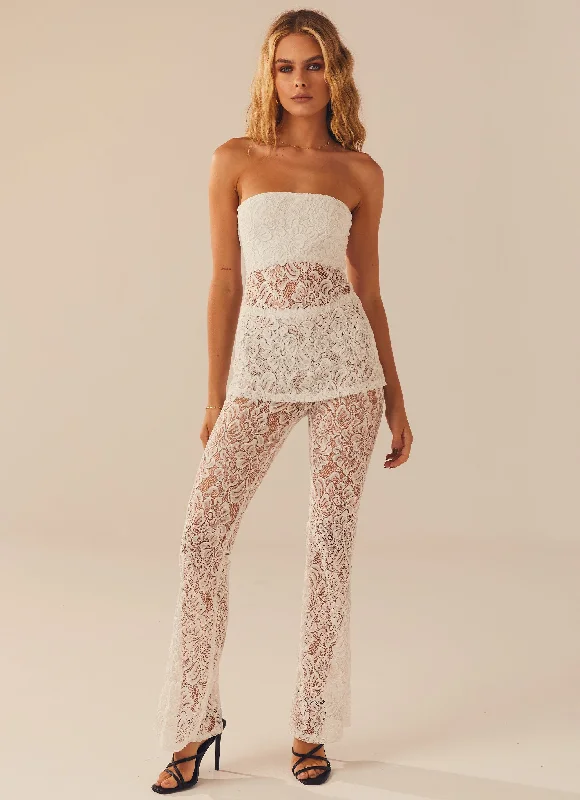 Sweet Fantasy Lace Pant - Ice Elegant Dress Pants