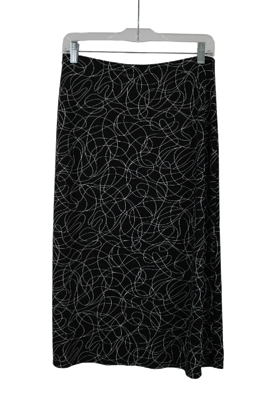 Evan-Picone Black Scribble Skirt | M zip skirt side