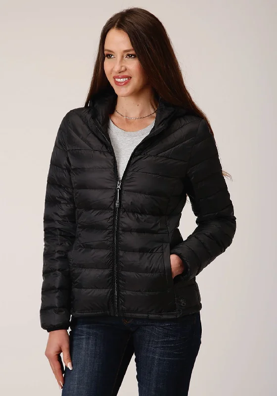 Roper Womens Parachute Down Black 100% Nylon Softshell Jacket Fitted Jacket Loose Jacket Oversized Jacket