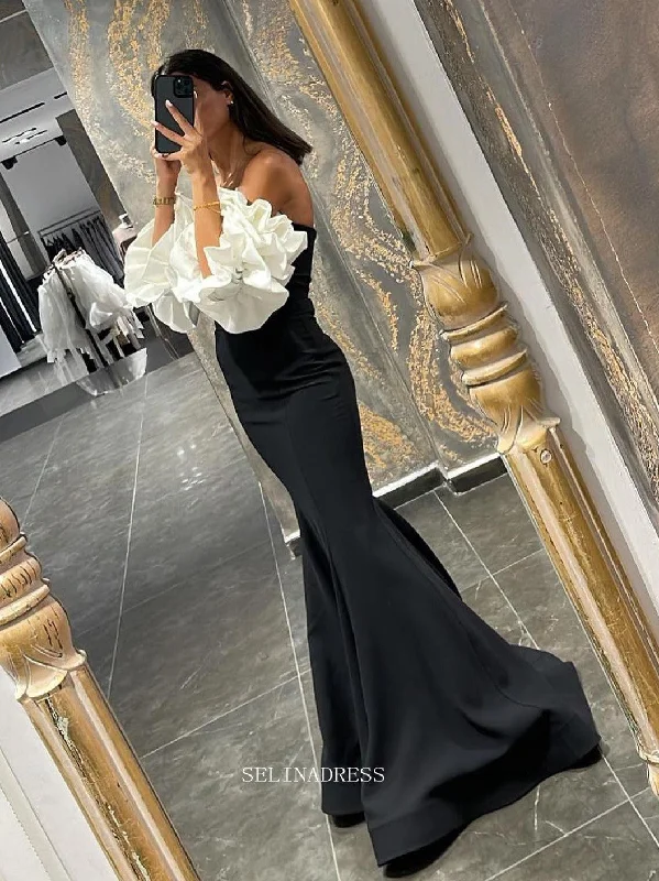 Chic Mermaid Sweetheart Black Beaded Long Prom Dress Elegant Party Dress #lop240 Tunics Short Trendy