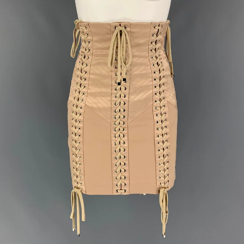 DOLCE & GABBANA Size 0 Nude Acetate Blend Fitted Mini Skirt velvet skirt sumptuous