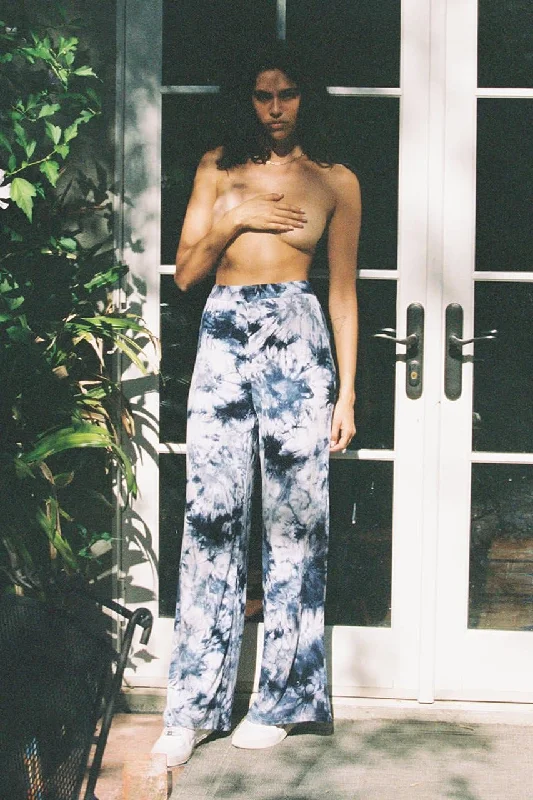 Tye Dry Pants - Navy Tie Dye Comfy High-Waist Jeans