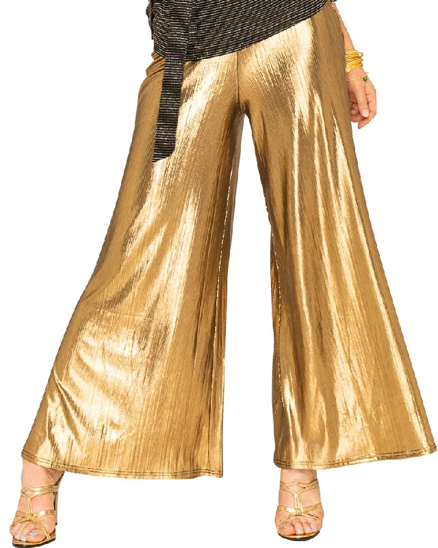 Funky Gold 70s Plus Size Womens Palazzo Pants Comfy High-Waist Jeans