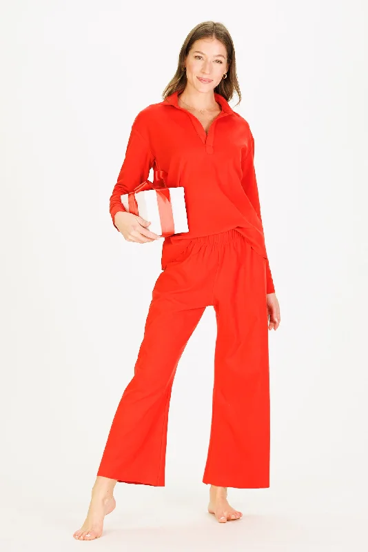 Cropped Peri Pant in Red SuperSoft Formal Stretch Pants