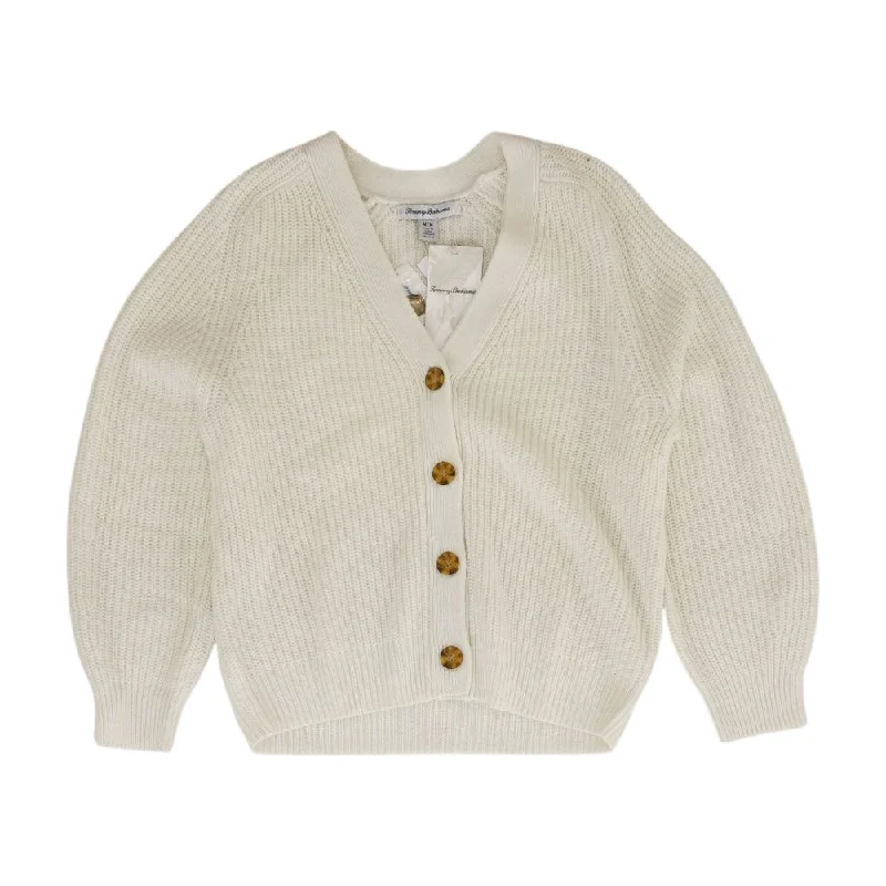 Ivory Solid Cardigan Sweater Mesh Fabric Canvas Fabric Denim Fabric