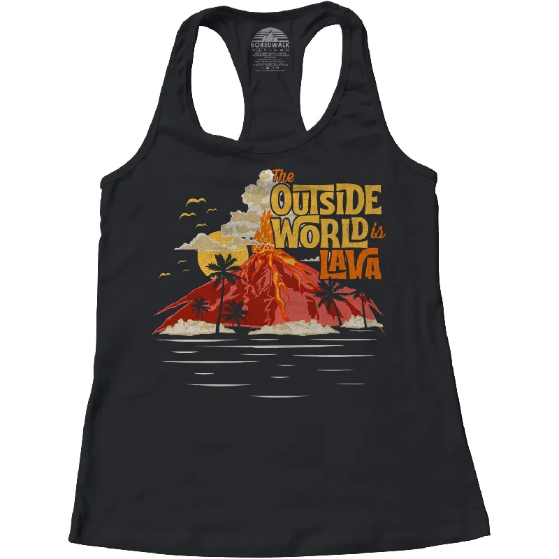 Women's The Outside World is Lava Racerback Tank Top cropped tank top