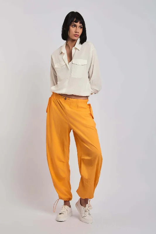 Women Pant  Parachute Orange Classic Straight Pants