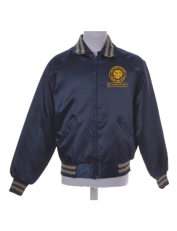 Team Jacket Navy With Full Lining Zippered Front Buttoned Front Snap Front