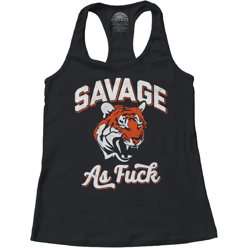 Women's Savage as Fuck Tiger Racerback Tank Top cozy tank top