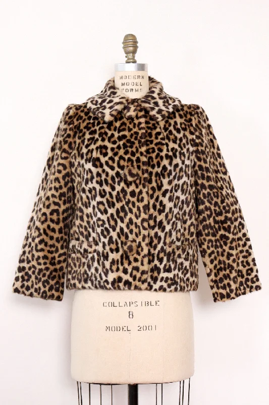 Leopard Faux Fur Crop Jacket S Quilted Jacket Puffer Jacket Insulated Jacket