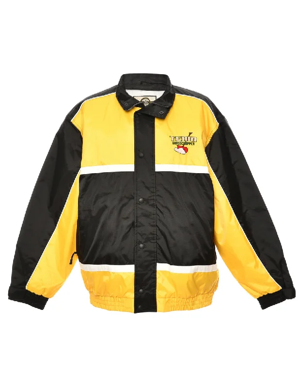 Team Grass Chopper Yellow & Black Ski Jacket - XL A-Line Jacket Boat Neck Shawl Collar