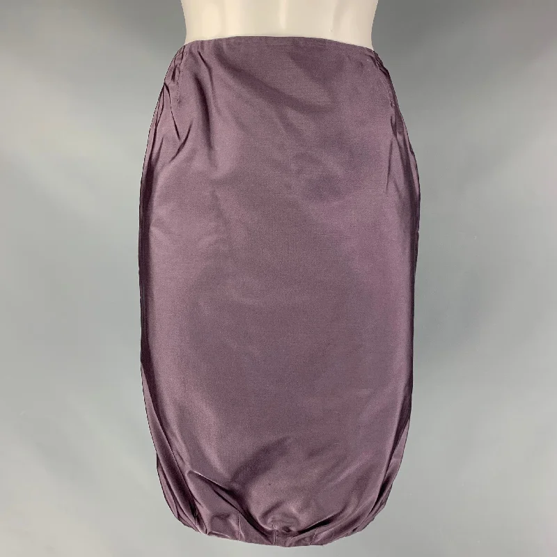 PRADA Size 4 Lilac Silk Solid Skirt breathable skirt fabric