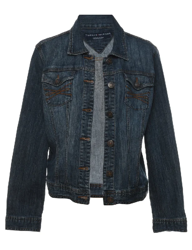 Tommy Hilfiger 1990s Medium Wash Denim Jacket - L Denim Jacket Leather Jacket Suede Jacket
