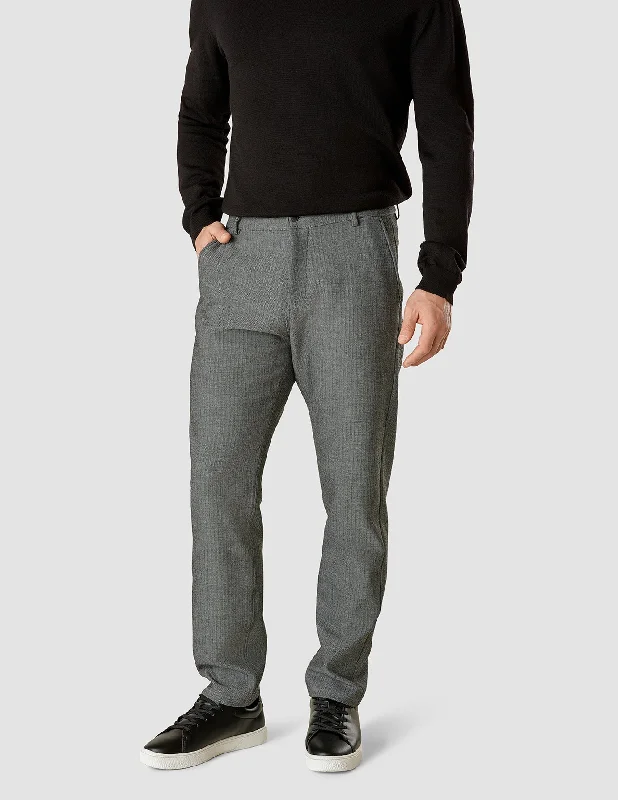 Heavy Edition Pants Slim Grey Herringbone 2.0 Elegant Silk Pants