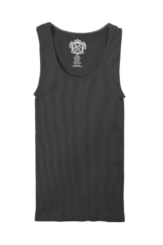 Kid's Ribbed Seamless Tank Top - Dark-Grey mesh tank top