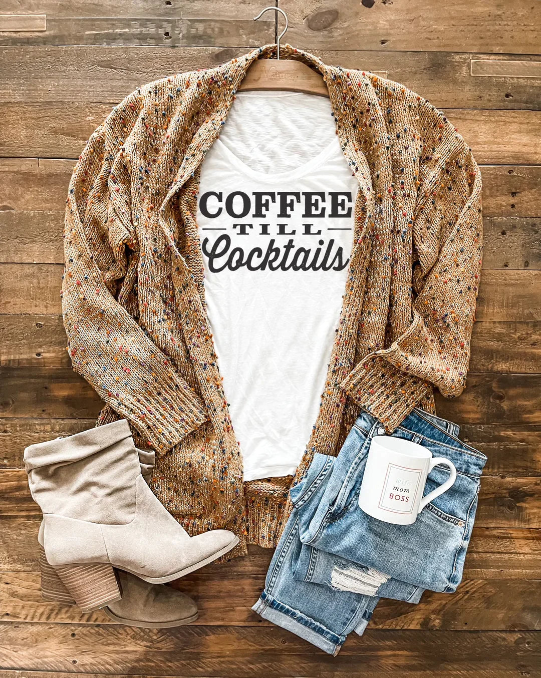 Confetti Dot Cardigans by Blakeley - Robin's Egg, Camel & Orange Real Fur Shearling Chenille
