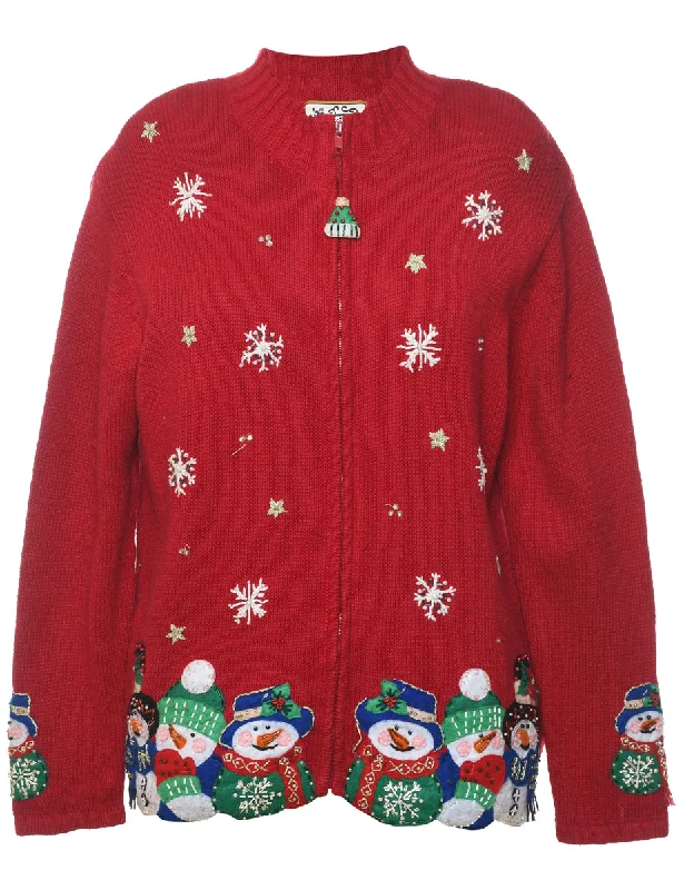 Snowman Christmas Cardigan - M Casual Formal Business