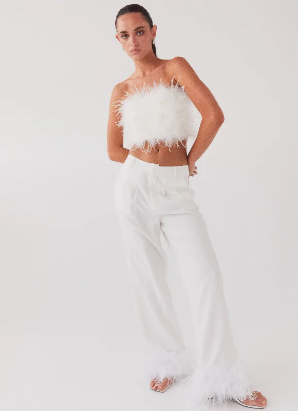 Shake It Off Feather Pants - Snow Soft Sweatpants Style