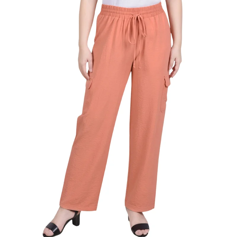 NY COLLECTION - Slub Utiliy Cargo Pants Modern Stretch Trousers