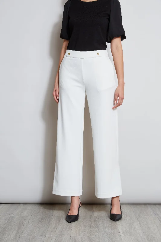 T-Tahari Wide Leg Button Pant Comfy High-Waist Jeans