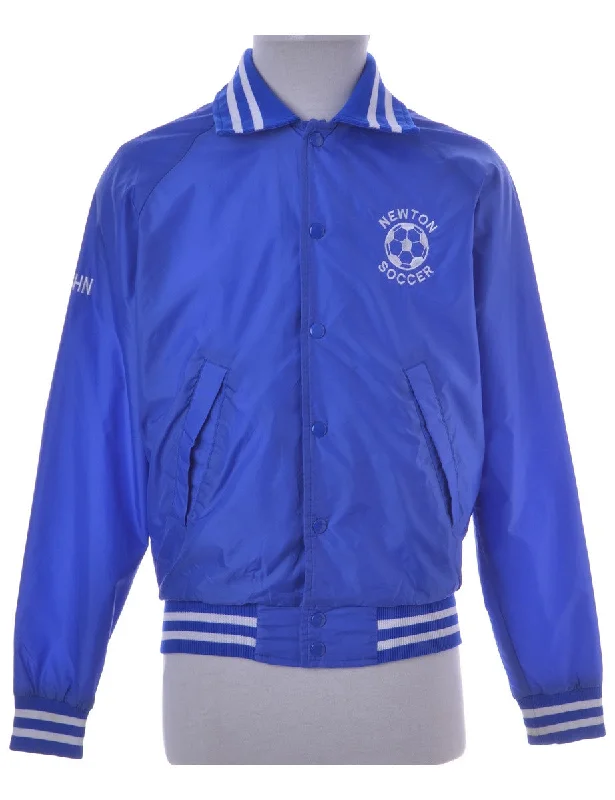 Team Jacket Blue With Pockets Notch Collar Peter Pan Collar Cowl Neck