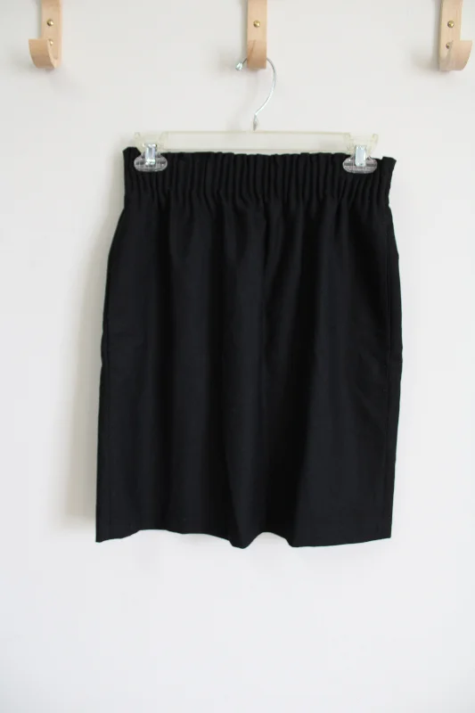 NEW J.Crew Black Cinch Waist Wool Blend Skirt | 0 silk skirt luxurious