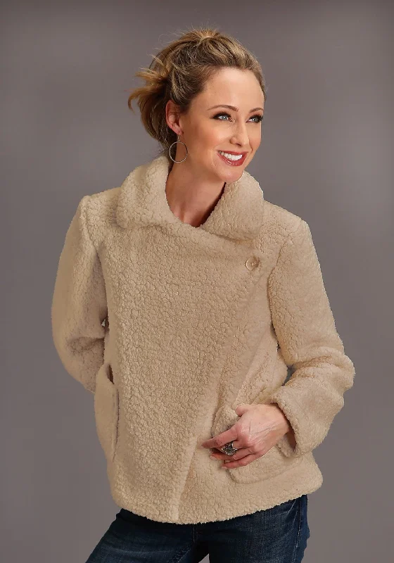 Stetson Womens Fuzzy Oversized Brown 100% Polyester Fleece Jacket Print Jacket Jacquard Jacket Patchwork Jacket