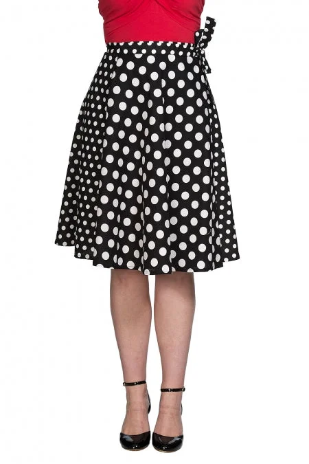 Banned Apparel - Polka Mix Wrap Skirt leather skirt sleek