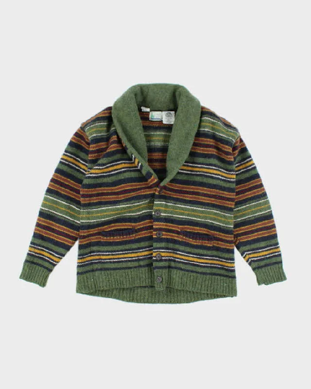 Vintage Great Lakes Wool Striped Cardigan - L Solid Print Embellished