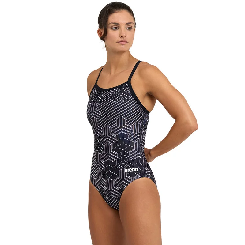 Arena - Kikko Pro Lightdrop Back Ladies Swimsuit - Black/Multi Sleek Racerback Swimsuit
