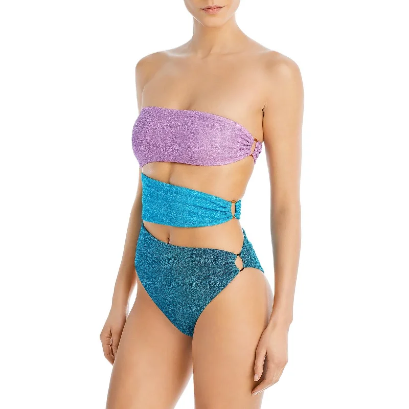 Baobab Womens Isla 1PC Metallic  One-Piece Swimsuit Casual Swim Dress
