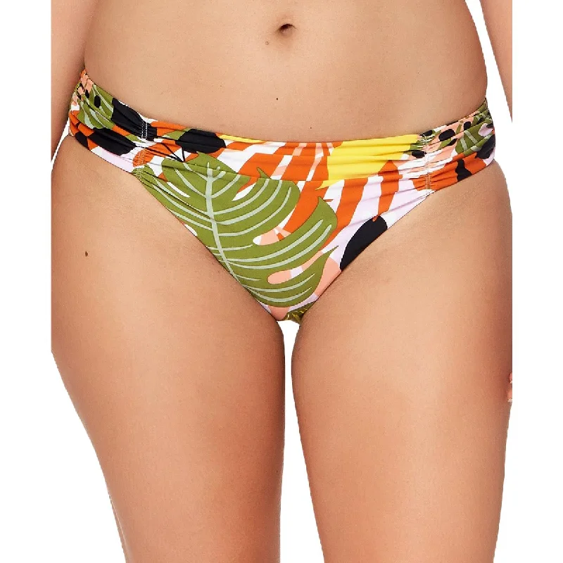 Bar III Womens Botanical Shirred Swim Bottom Separates Elegant Ruffle Swimsuit