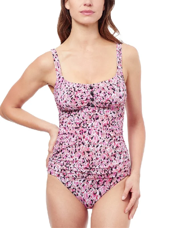 Profile By Gottex Pretty Wild D-Cup Tankini Mesh Swimsuit Top