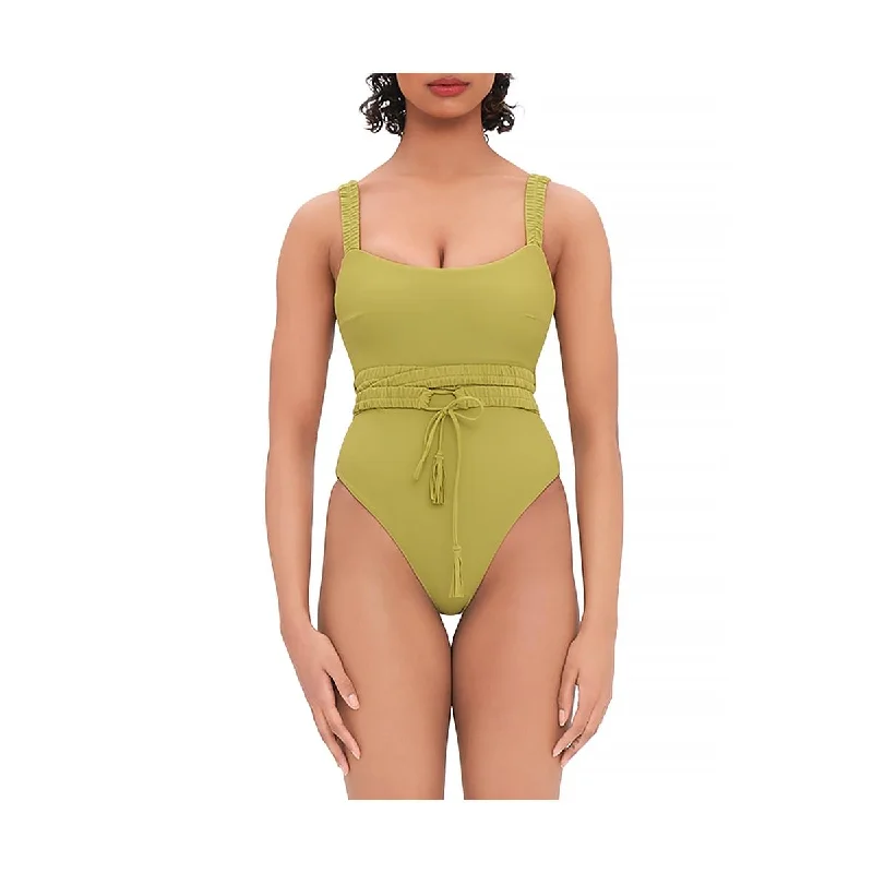 Anti Belted  Womens Strappy Nylon One-Piece Swimsuit Classic Swimsuit Design