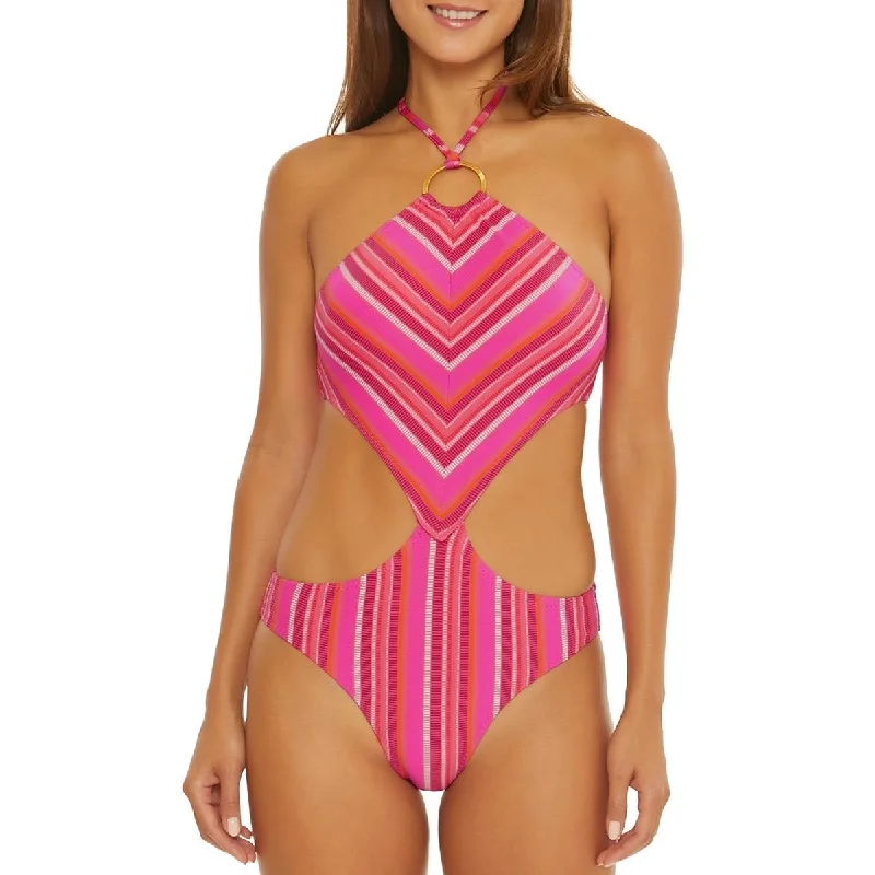 Womens Cut-Out Polyester One-Piece Swimsuit Plus-Size Bikini Set