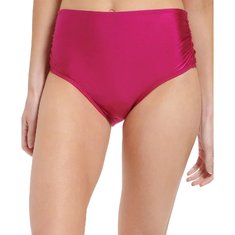 Womens Solid Nylon Swim Bottom Separates Lace-Detail Bikini Set